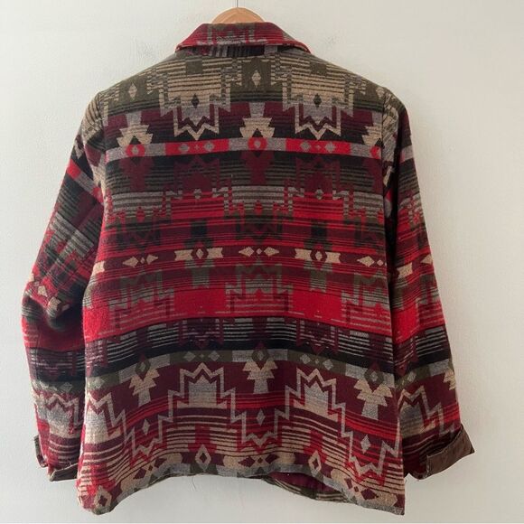 Coldwater Creek Aztec Jacket Blazer Wool Lined Red Size 12 Western Southwestern - Picture 4 of 9
